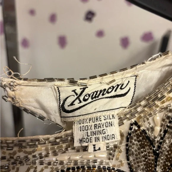 Elegant Cream and Brown Embellished Dress - Picture 3 of 4